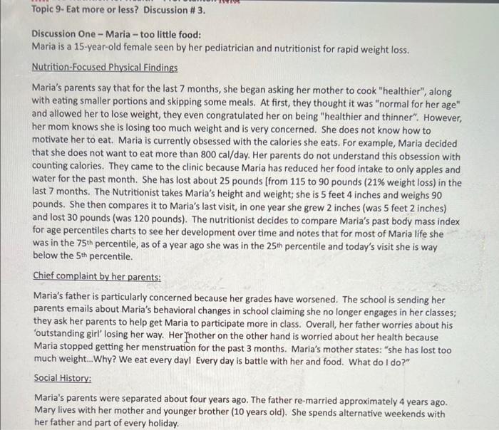 please read and answer discussion questions? Topic 9. Eat more or less?