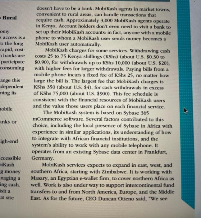 KS of Case One MobiKash: Bringing Financial Services to Rural Africa Full