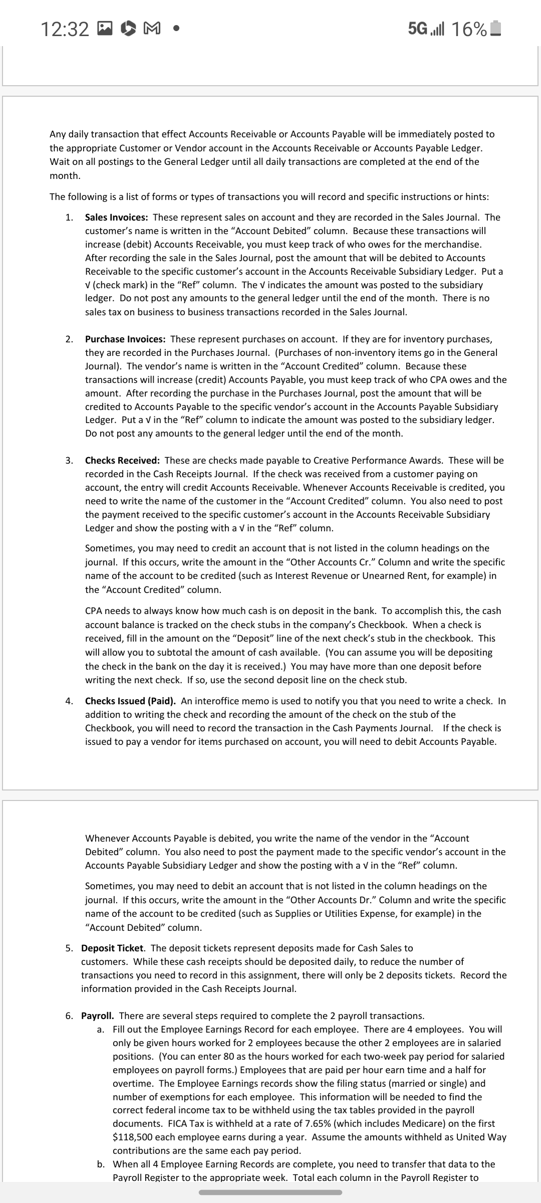 4. Cash Payments Journal 5. General Journal 6. General Ledger 7. Account