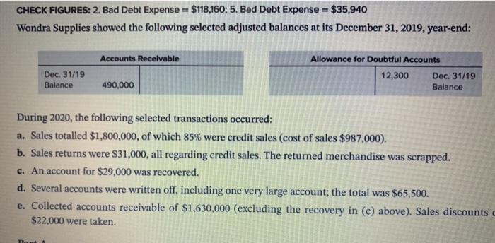  Please solve B part for above question:) CHECK FIGURES: 2. Bad