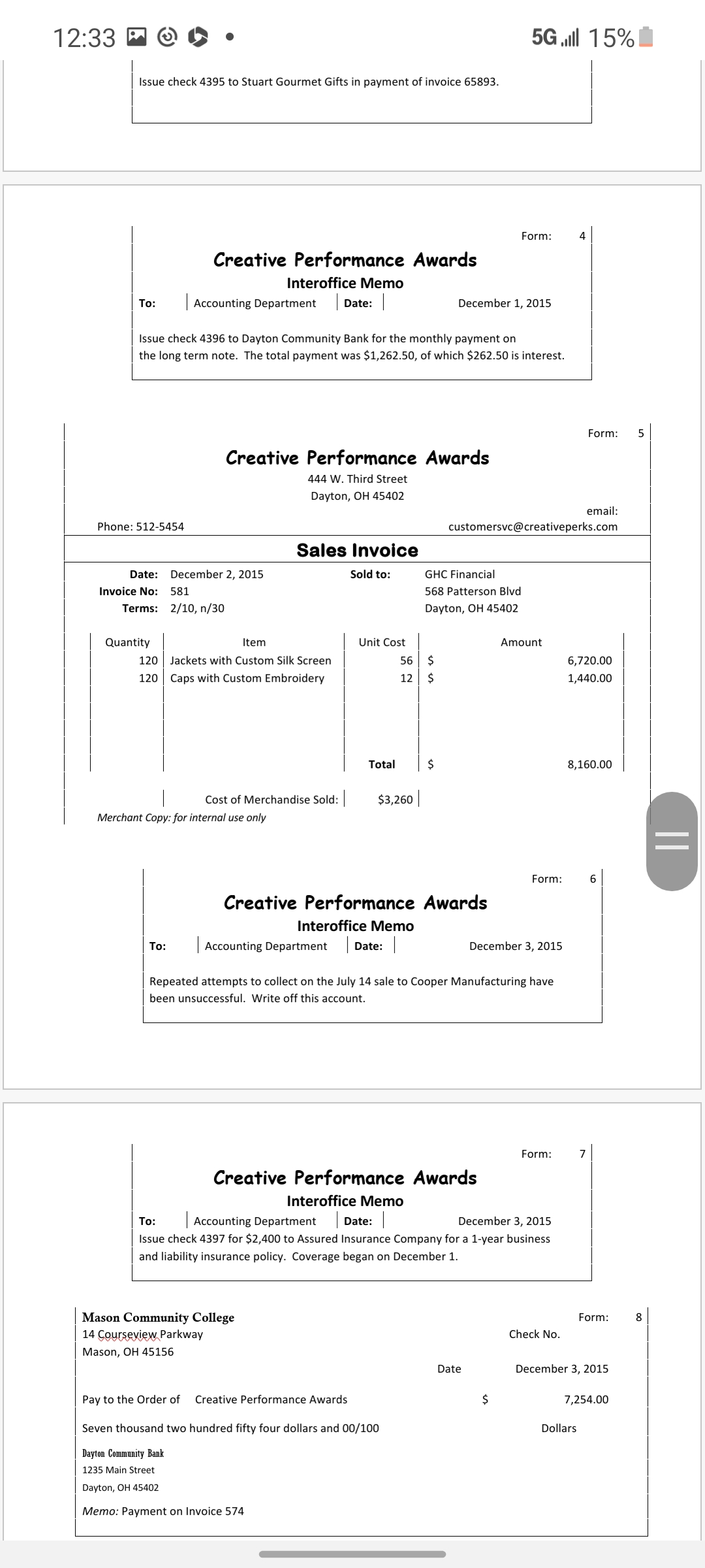 for this small business. In this assignment, you will complete all of