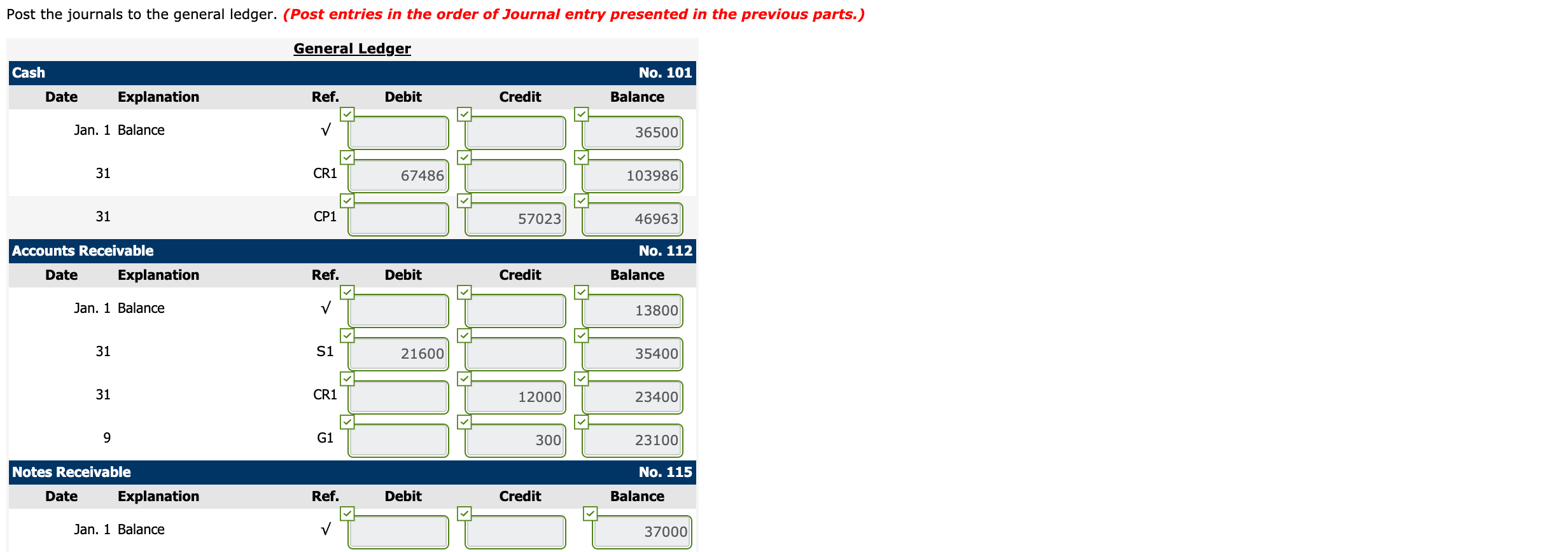 merchandise sold was 60% of the sales price. GENERAL LEDGER Account January