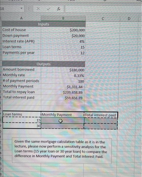 please help me answer this question. Given the same mortgage calculation table