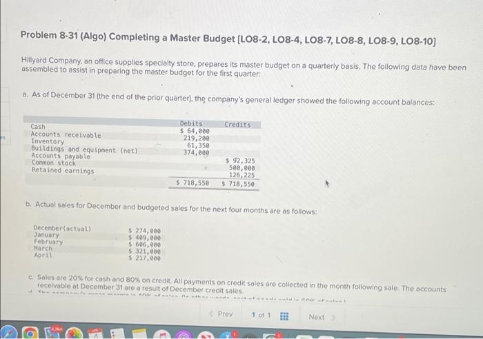 Can someone please help? This is all one question. Problem 8-31 (Algo)