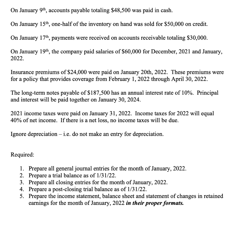 YOU ANSWER ALL PARTS. THANK YOU! Earnest T. Bass, Inc., had the