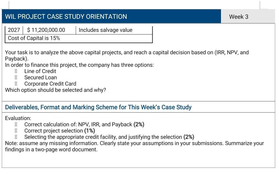 to 7 pages . WIL PROJECT CASE STUDY ORIENTATION Week 3 Applicable