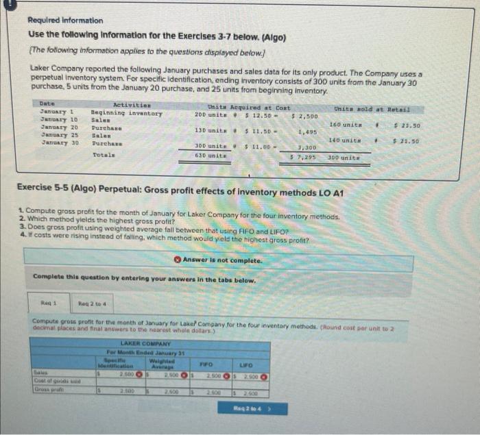 please help me fill in the table Required information Use the following