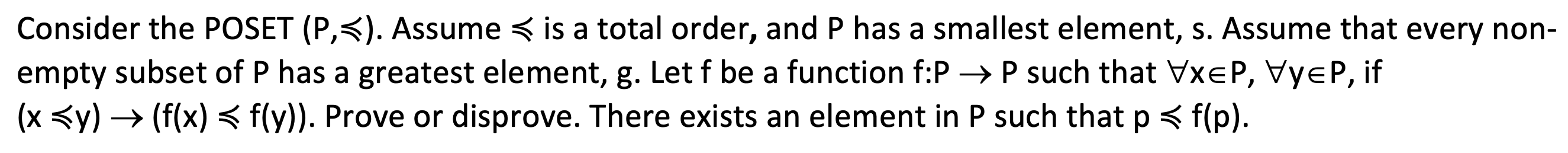  Consider the POSET (P,