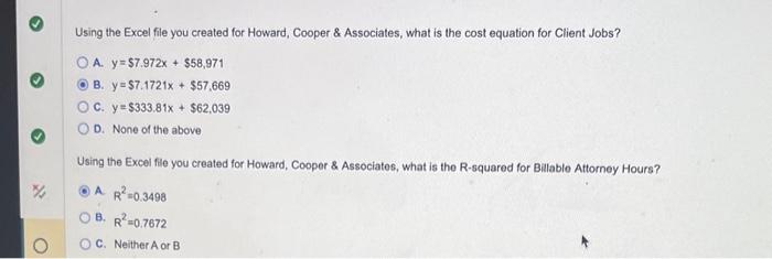cost equation for Clent Jobs? A. y=57.972x+559,971 B. y=57.1721x+557.669 C. y=3333.11x+562.030 D.