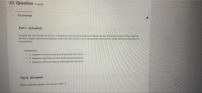  43 Question point) 1st attempt Part 1 (0.5 point) Consider ther