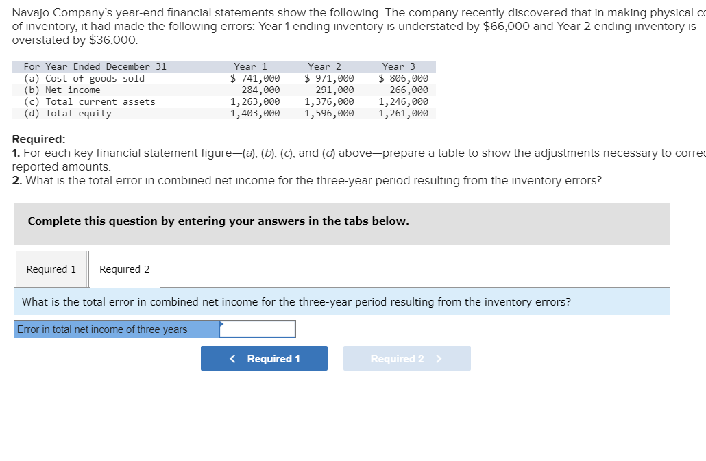 a table to show the adjustments necessary to correct the reported amounts.