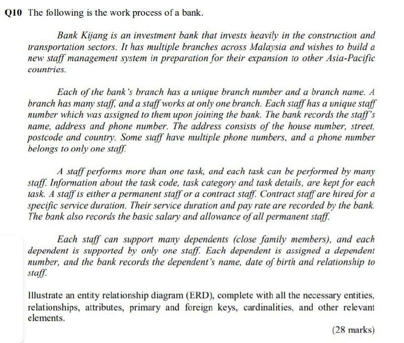 I need the answer as soon as possible Q10 The following is