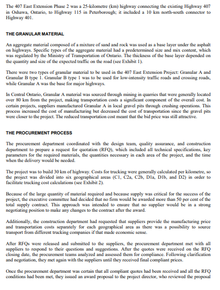 following two questions. Q1: Identify the problem with current material procurement. Q2: