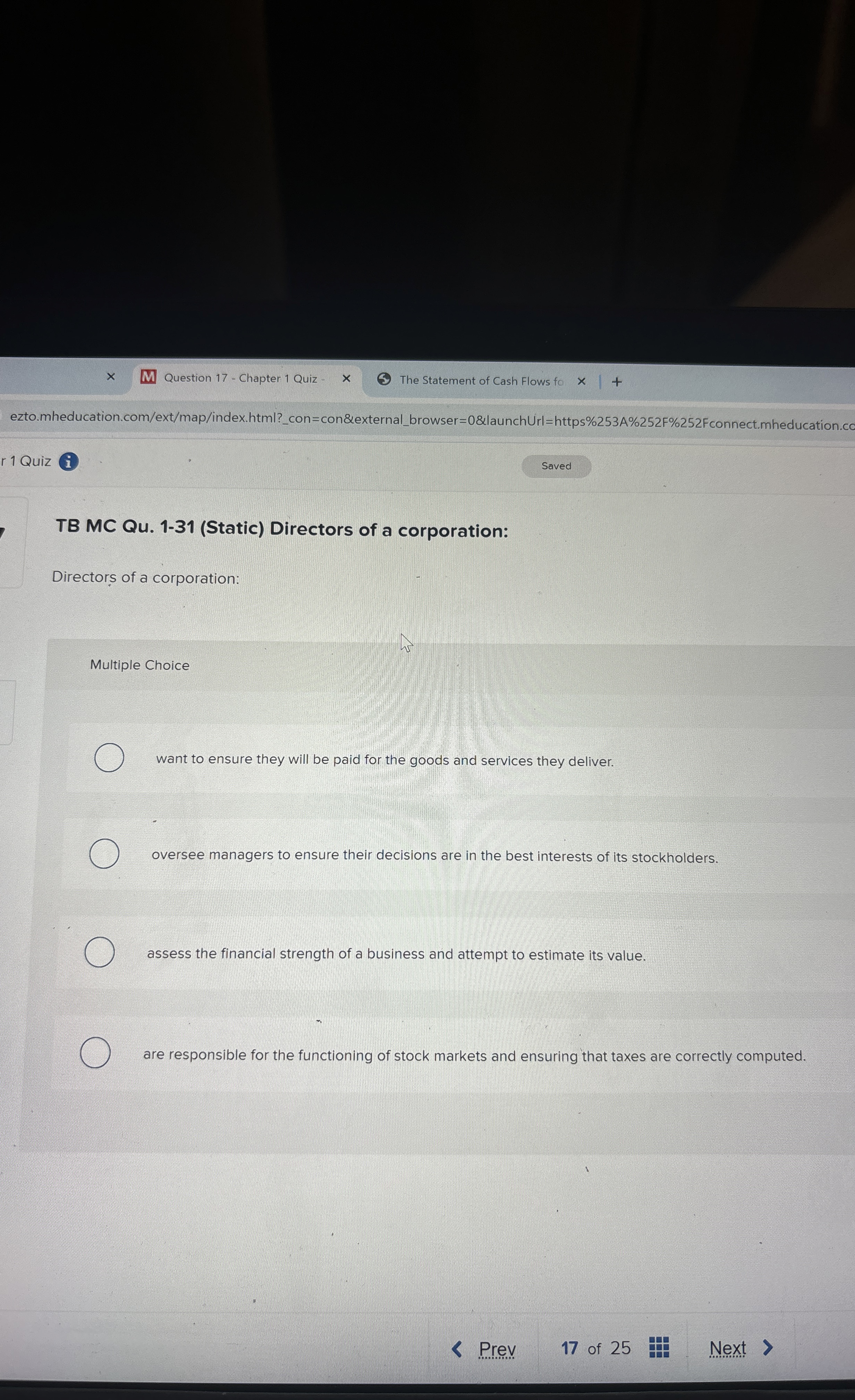  TB MC Qu.1-31(Static) Directors of a corporation: Directors of a corporation: