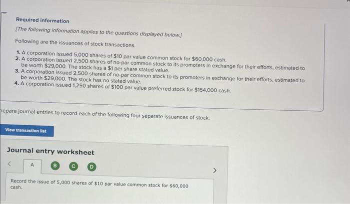 please answer A through D Required information [The following information applies to