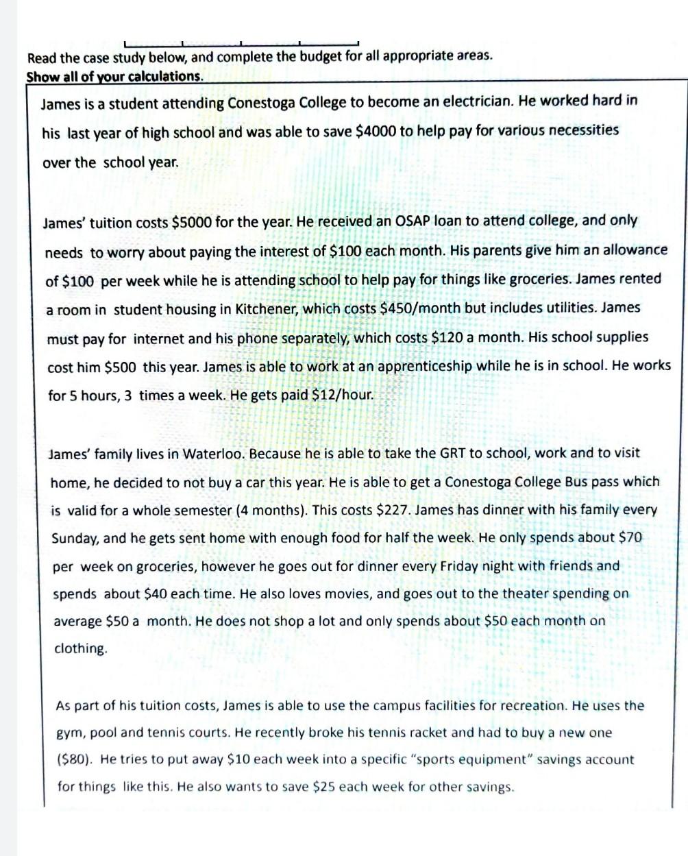 This is the case study from Mortgages, Budgets, Annuities unit, and