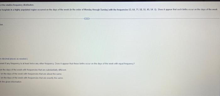 region occurred on the days of the week (in the order of