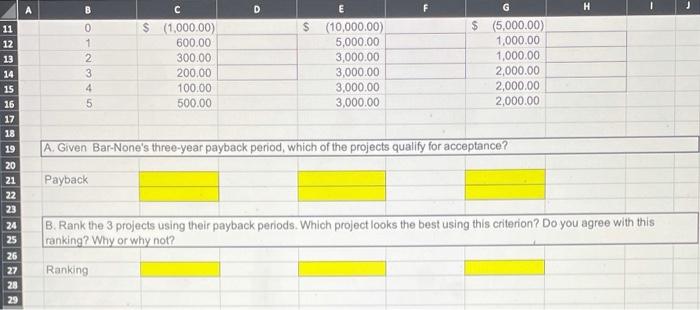 the problem. - show on excel - show work - show formulas