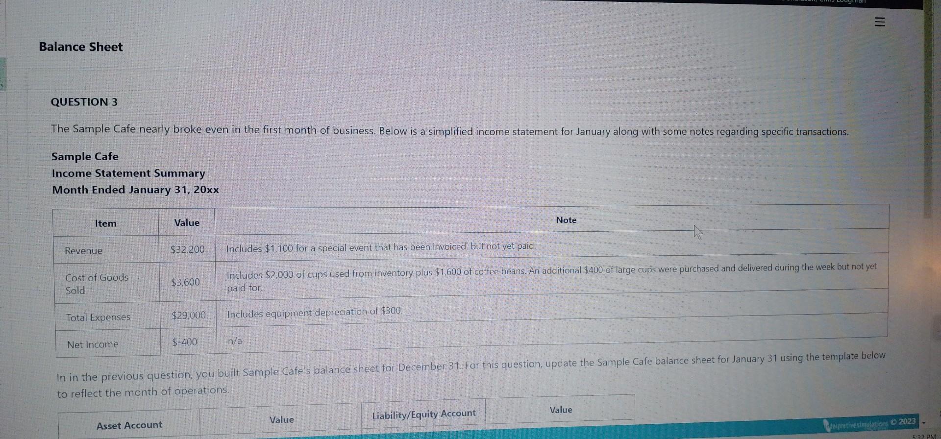 please send full answer QUESTION 3 The Sample Cafe nearly broke