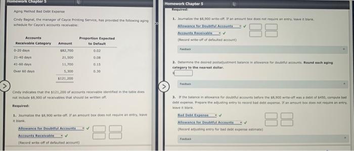 I need help on Amount Propertien Expected teet Acta Receivable Category 6:30