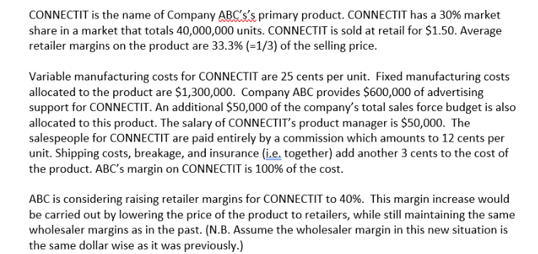 why does it say" abc's margin on connectit is 100% of the