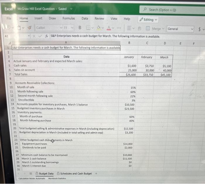  answer highlighted sections Excel McGraw Hill Excel Question - Saved P
