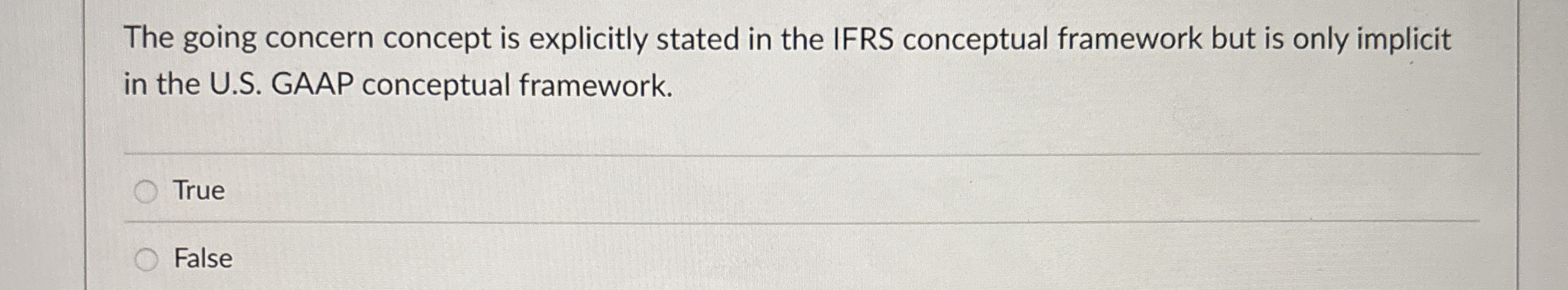  The going concern concept is explicitly stated in the IFRS conceptual