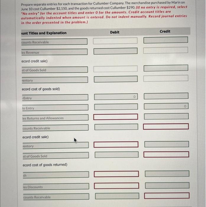 help please Prepare separate entries for each transaction for Cullumber Company. The
