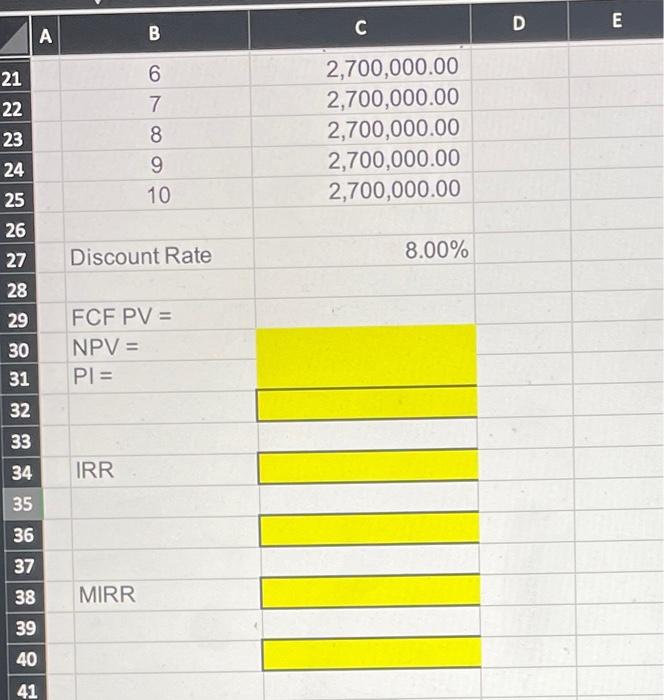 the problem. - show on excel - show work - show formulas