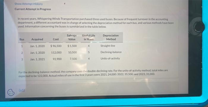  answer all please Show Attempt History Current Attempt in Progress In