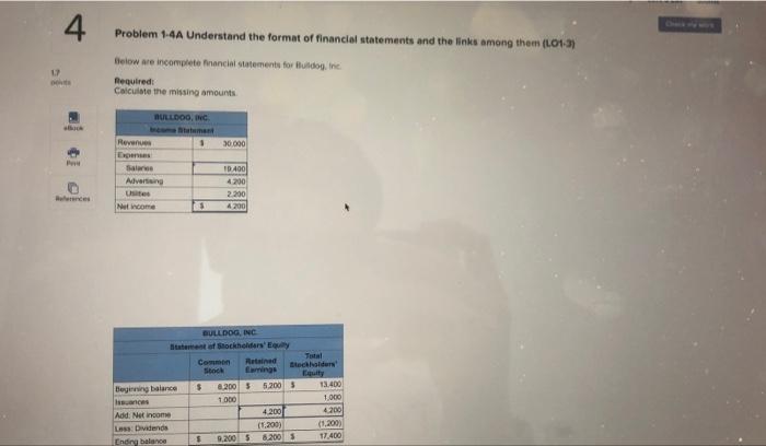 2 pictures but all one problem. 4 Problem 1-4A Understand the format