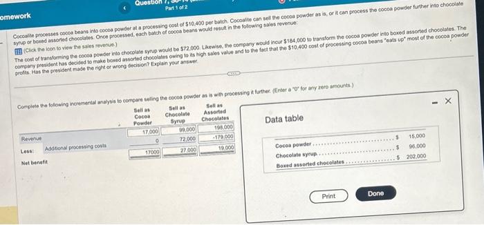 Q7 pls help Cocosline processes cocos beans into cocoa powder at a
