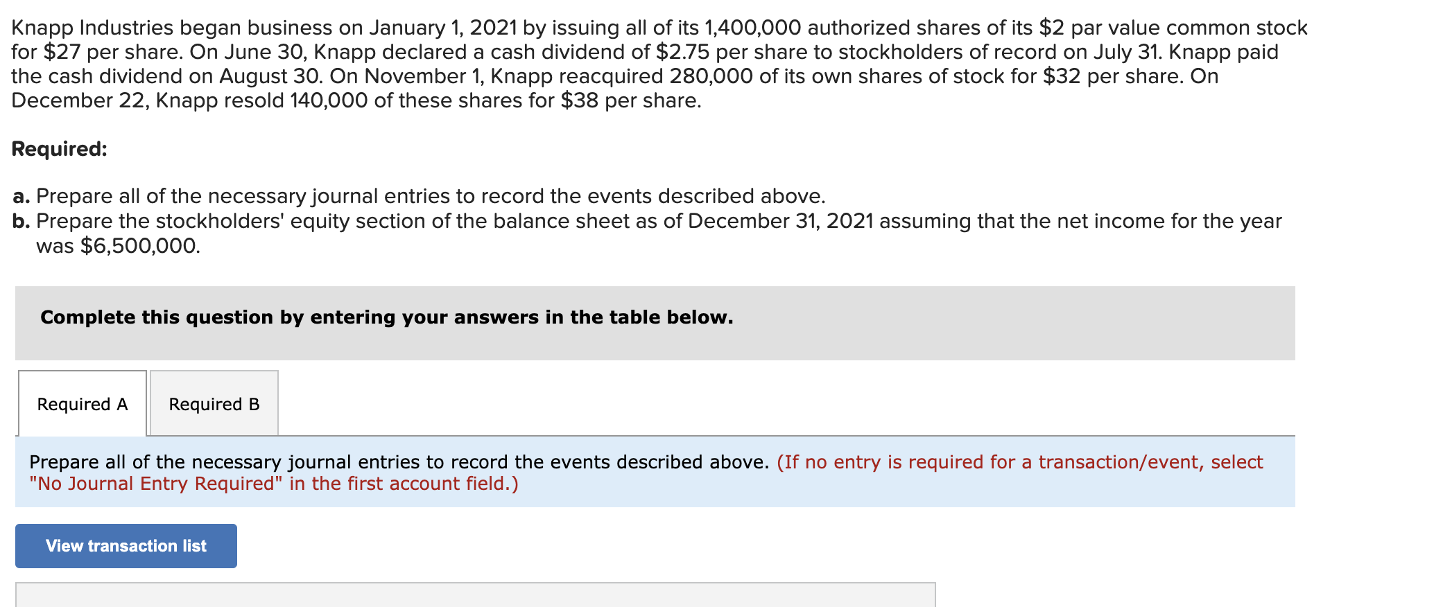  I need the journal entry A through E please Knapp Industries