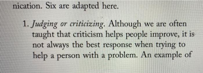 service related example for each of the six roadblocks to listening presented