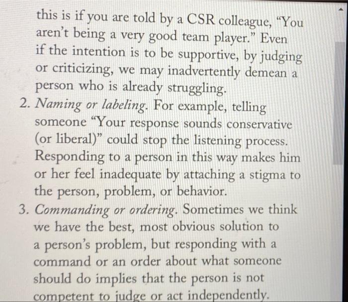 in the module. nication. Six are adapted here. 1. Judging or criticizing.