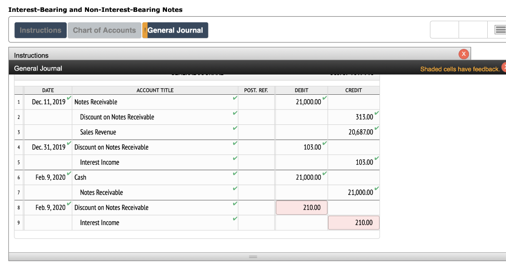number since it needs to equal $313. Interest-Bearing and Non-Interest-Bearing Notes Instructions