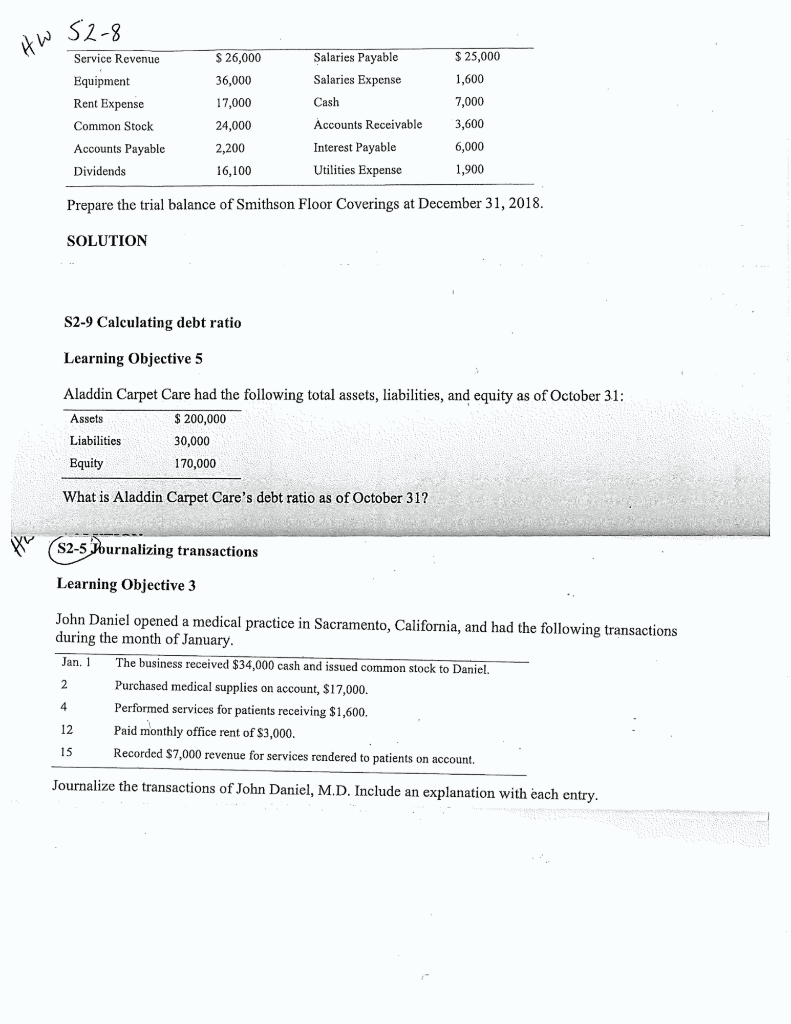 Chapter 2: Exercise 10 (vocab) Short Exercises 5*, 8, & 9 *Please