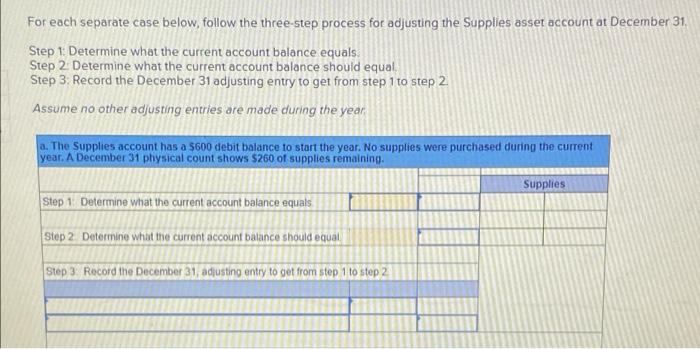 can someone help For each separate case below, follow the three-step process