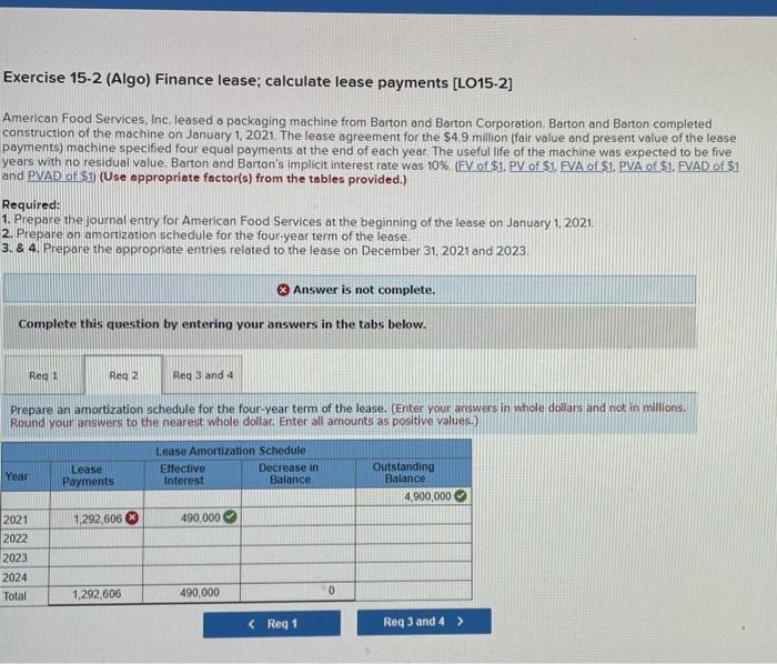 Finance lease; calculate lease payments [LO15-2] Imerican Food Services, Inc, leased a