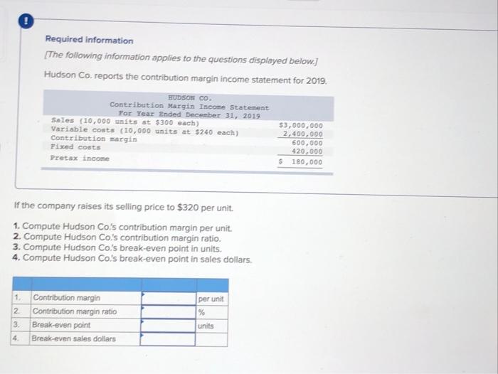 CO. Contribution Margin Income Statement For Year Ended December 31, 2019 Sales