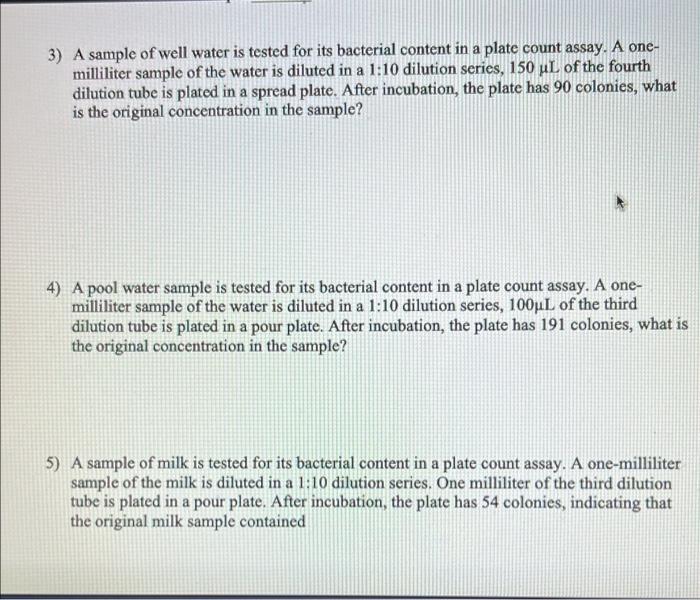 please help and show work, thank you!! 3) A sample of well