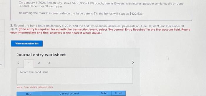 1, 2021, Splash City issues $460,000 of 8% bonds, due in 15