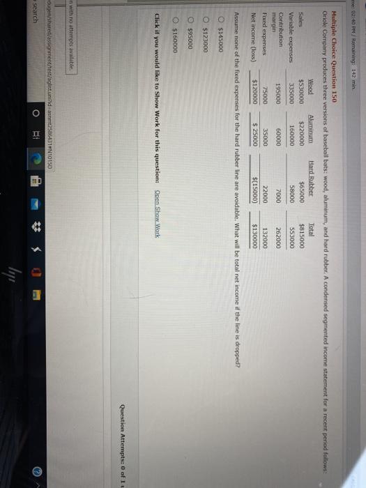Choice Question 147 Sheridan Company is contemplating the replacement of an old