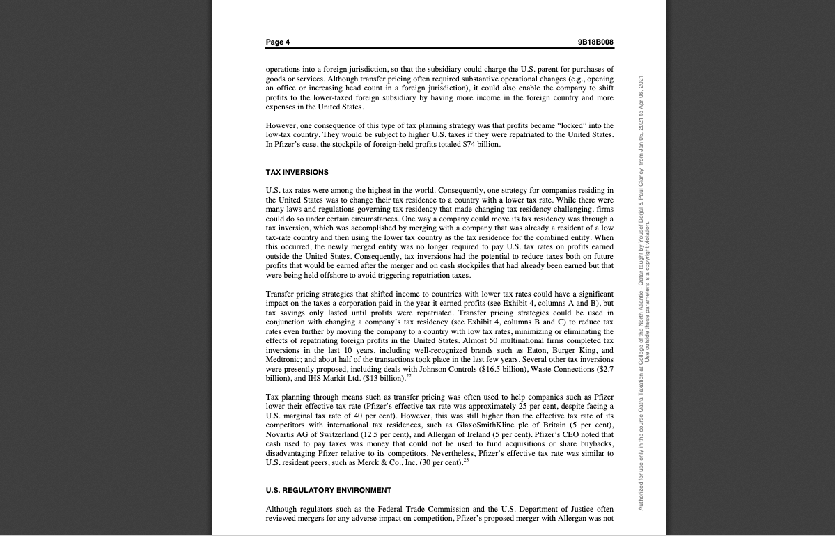 the following questions: 1. Calculate Pfizers Provision for Income Tax (Income Tax