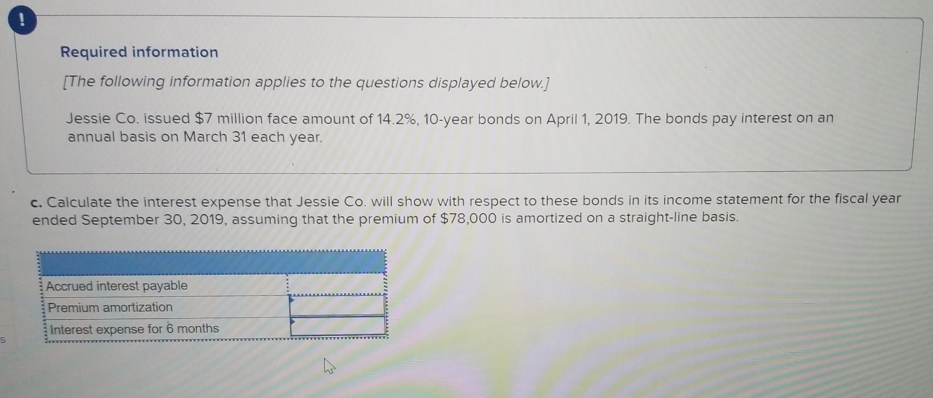 questions displayed below. Jessie Co. issued $7 million face amount of 14.2%,