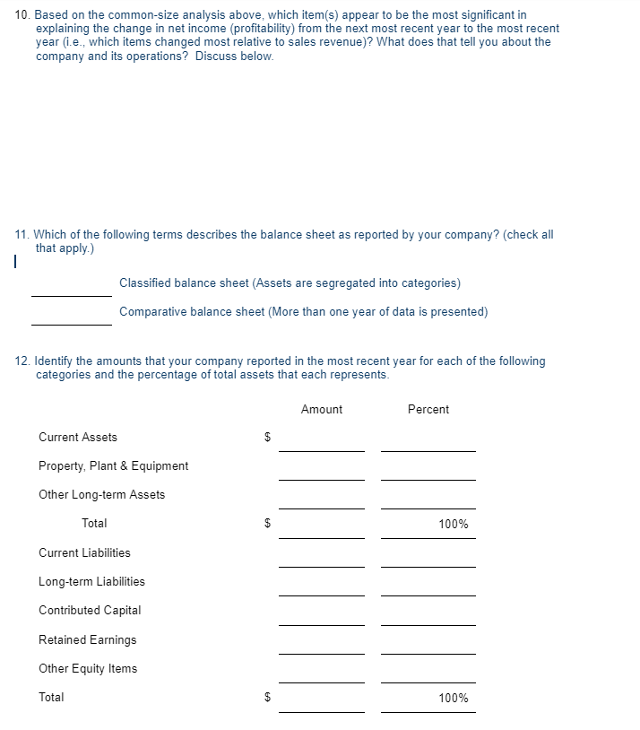 answer questions 10-13 ( $ In terms of millions) 10. Based on