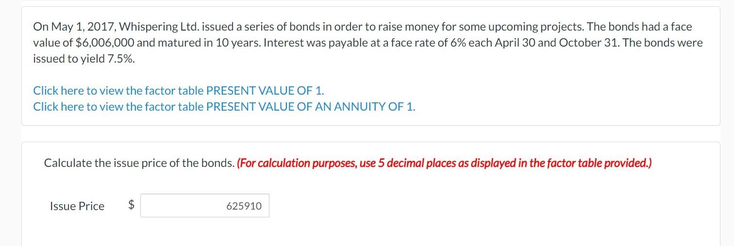  Please answer properly. Thanks On May 1, 2017, Whispering Ltd. issued