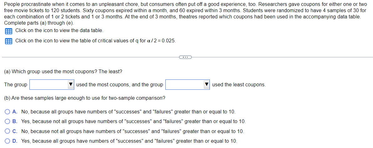 PLEASE ANSWER STEPS D & E People procrastinate when it comes to