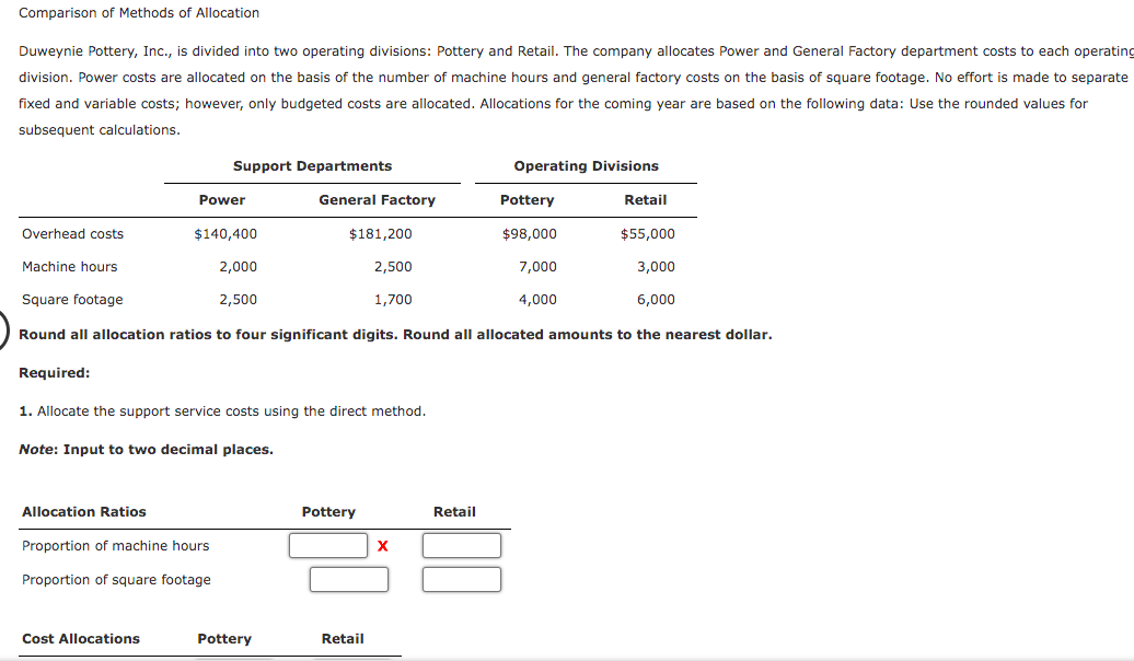  Please answer this question it is one question Comparison of Methods