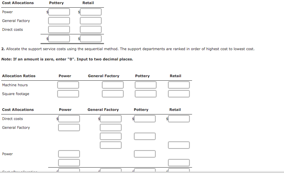 of Allocation Duweynie Pottery, Inc., is divided into two operating divisions: Pottery